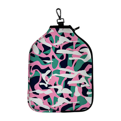 Pickleball paddle bag in multiple colors, standing upright on a court bench